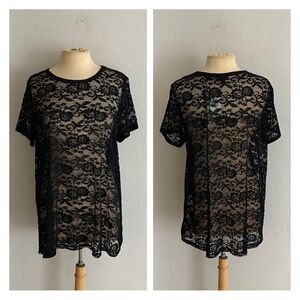 Torrid black sheer mesh tee